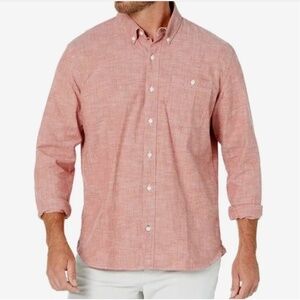 LL Bean chambray Shirt Mens L Large  Button Down Long Sleeve Pale sienna red